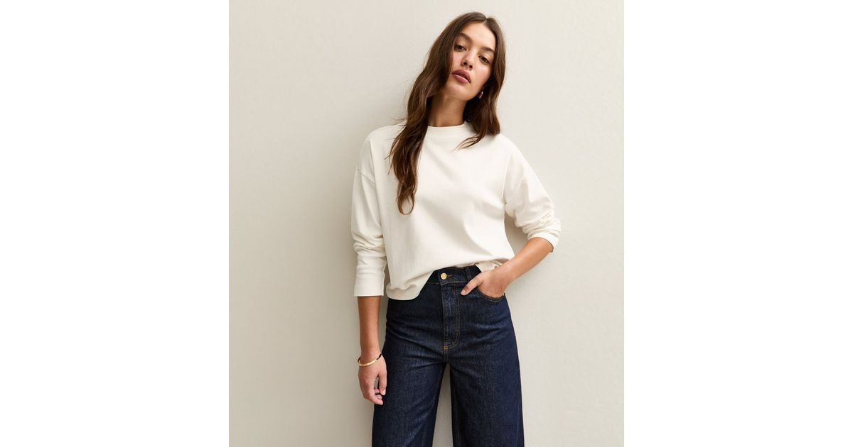 Off White Premium Cotton Long Sleeve T-Shirt | New Look | New Look (UK)