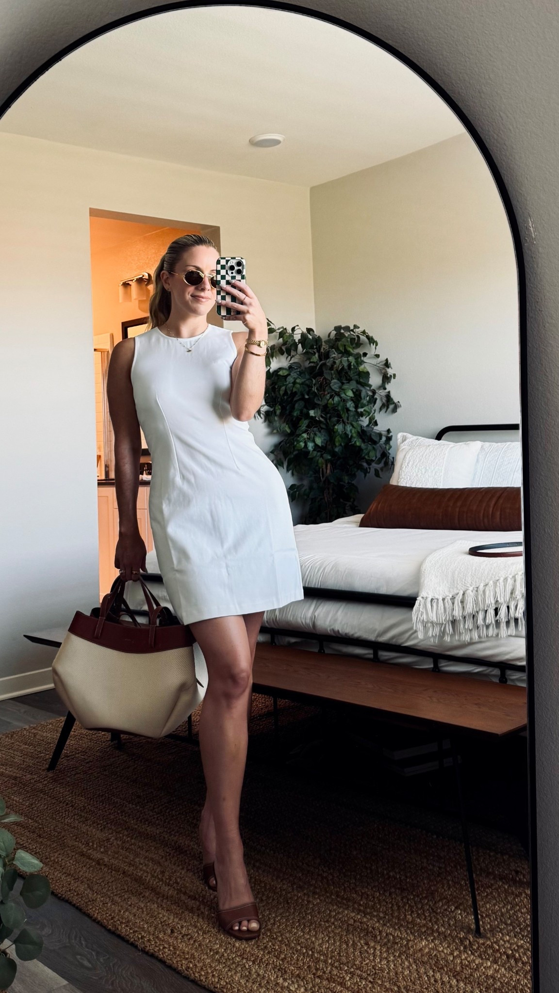 birthday brunch outfit 🫶🏻 simple white cotton dress with gold accessories and brown wedges

#LTKStyleTip #LTKWorkwear #LTKFindsUnder100