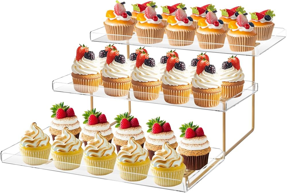 3 Tier Serving Tray Set for Entertaining, Acrylic Wedding Dessert Table Display Set, Cupcake Stan... | Amazon (US)