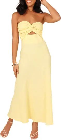 Rosetta Cutout Cotton & Linen Strapless Dress | Nordstrom