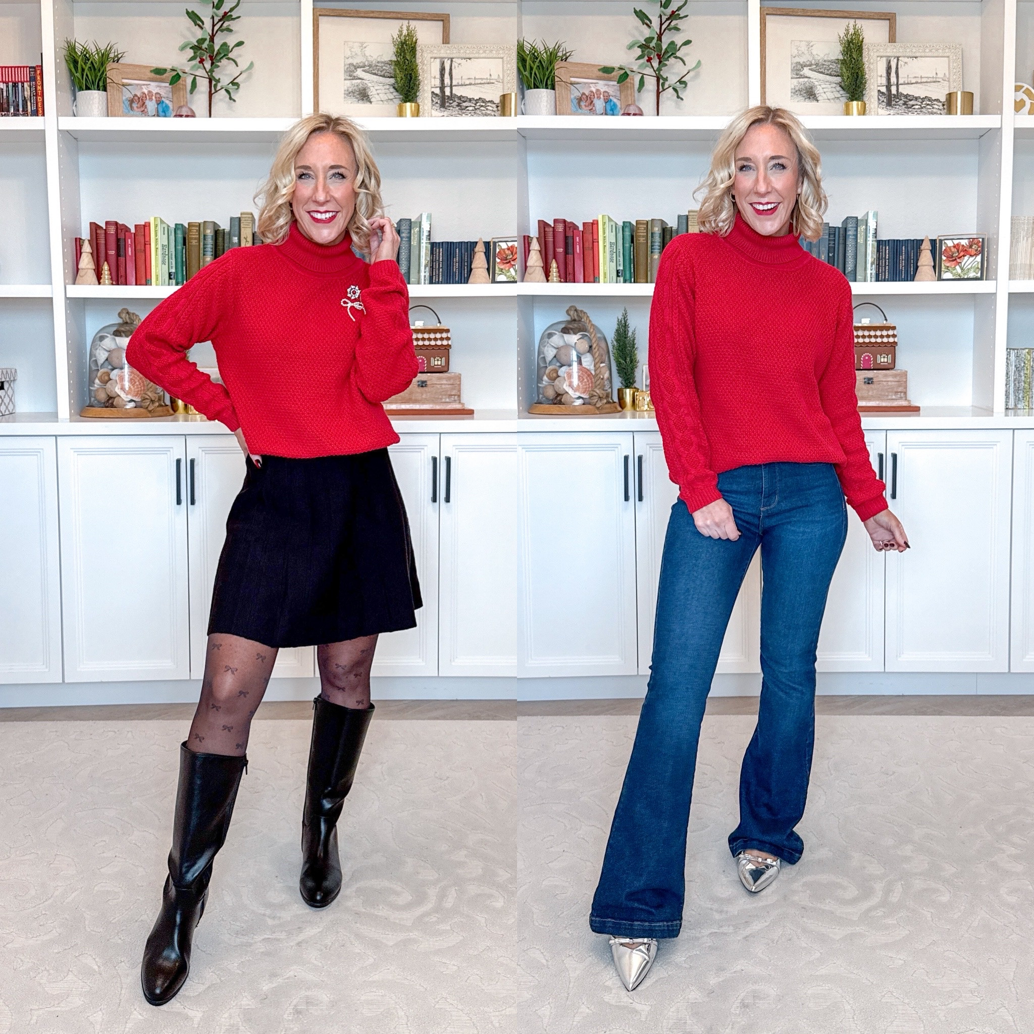 Walmart - holiday finds under $27! #walmartpartner 

Riding Boots - tts. On sale $26.62. 2 colors. * Bow tights - size small. $6.97. 

Turtleneck Sweater w/ Cable Sleeves - size XS. On sale $10. 5 colors.

Flare High Rise Jeans - size 2 (could have done a 0). $25. 

8. Pleated Sweater Mini Skirt - size XS. $24. 2 colors. * Bow Brooch Set - $9.97. (set of 5 pins). 

@walmartstyle #walmartstyle

 

#LTKSeasonal #LTKHoliday #LTKFindsUnder50