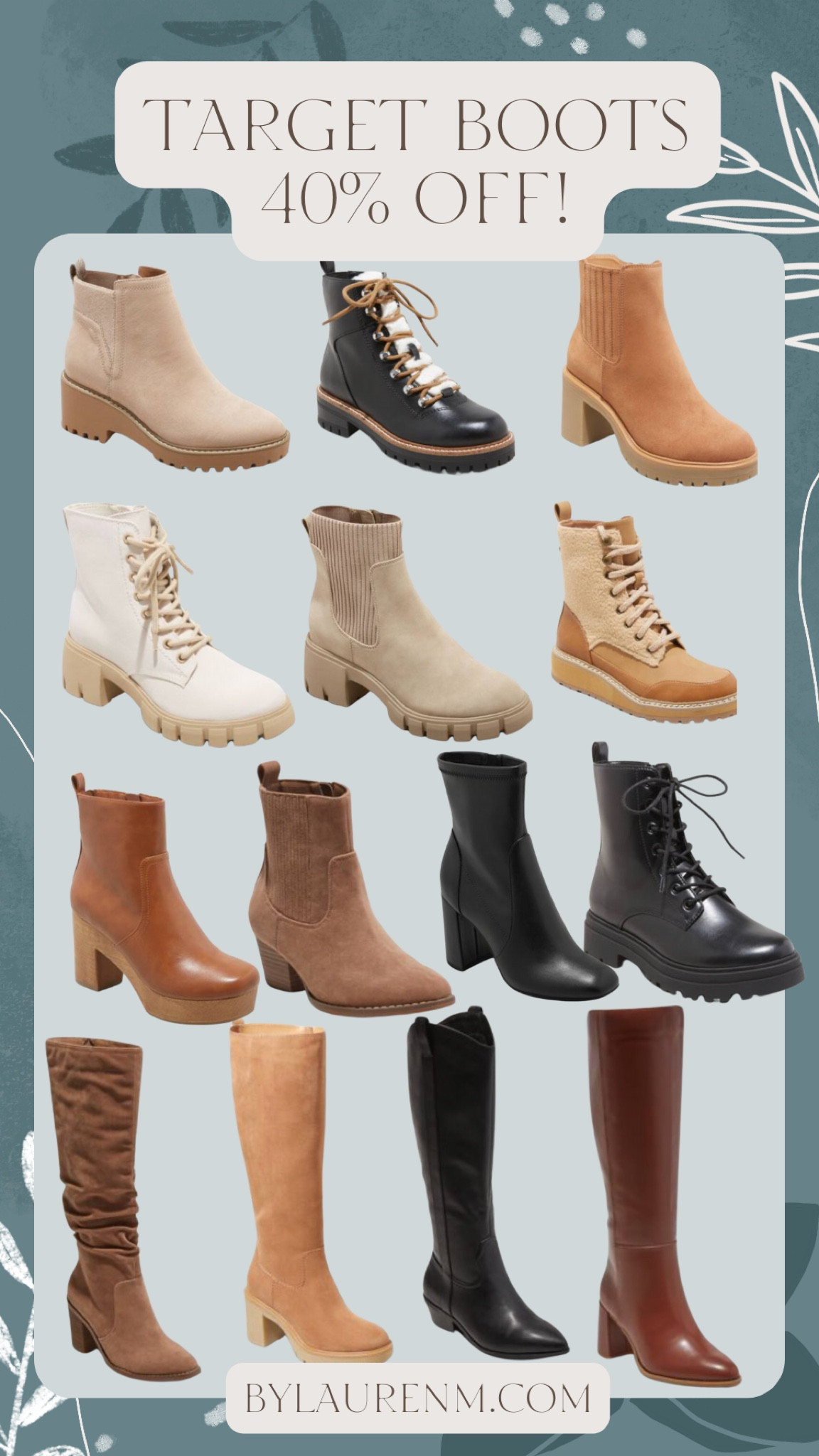 Target boots 40% off for Black Friday cyber Monday! @targetstyle boots! Heeled boots, chelsea boots, tall boots, combat boots, western boots, winter boots.

#LTKCyberweek #LTKsalealert #LTKunder50