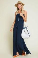 Elan Strapless Button Front Maxi Dress | Social Threads