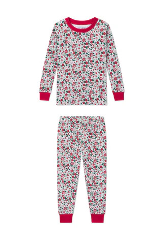 Kids Long-Long Set in Classic Red Elizabeth Floral | Lake Pajamas