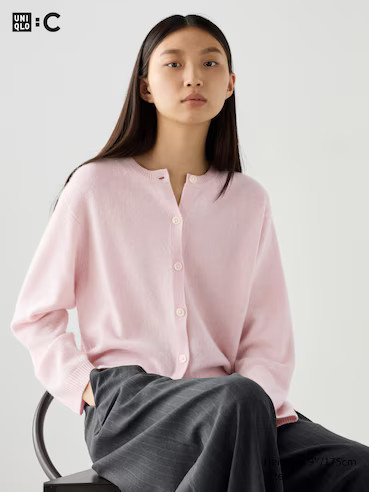 WOMEN'S UNIQLO : C 100% CASHMERE CREW NECK SHORT CARDIGAN | UNIQLO AU | Uniqlo Australia