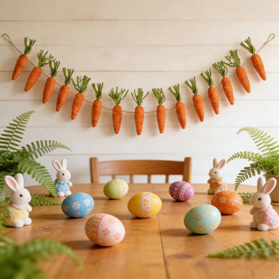 10 FT Artificial Easter Carrot Garland with 15 Carrot Ornaments - Easter Decoration Hanging Banne... | Amazon (US)