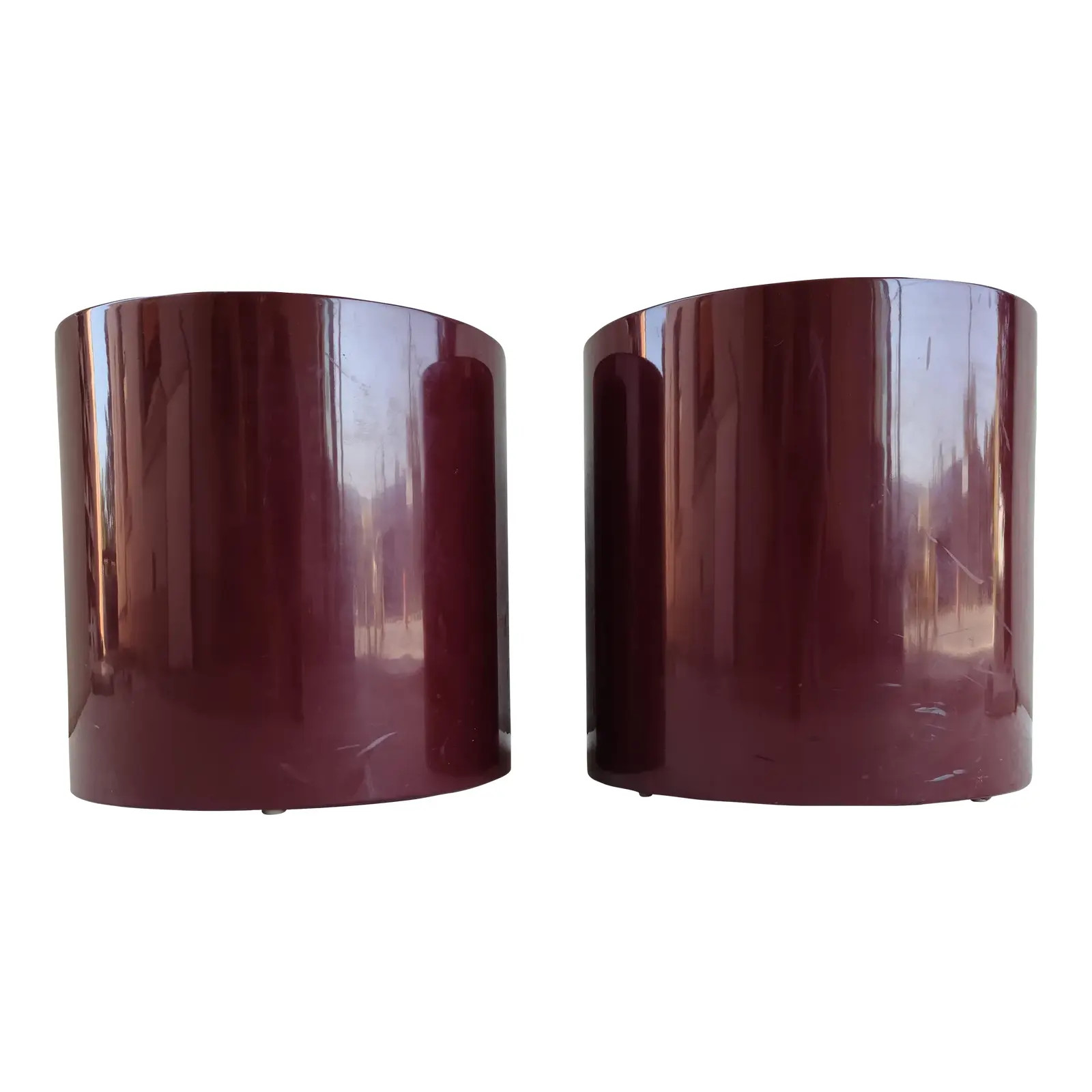 Paul Mayen Laquered Drum Tables | Chairish