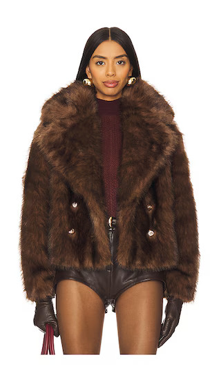 The Cornelia Faux Fur Peacoat in Chocolate | Revolve Clothing (Global)