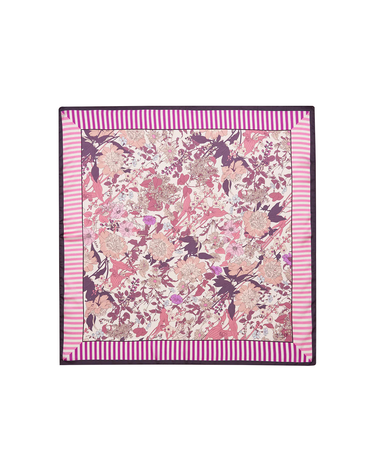 Pink Deco Blooms Candy Stripe Square Scarf | Fable England