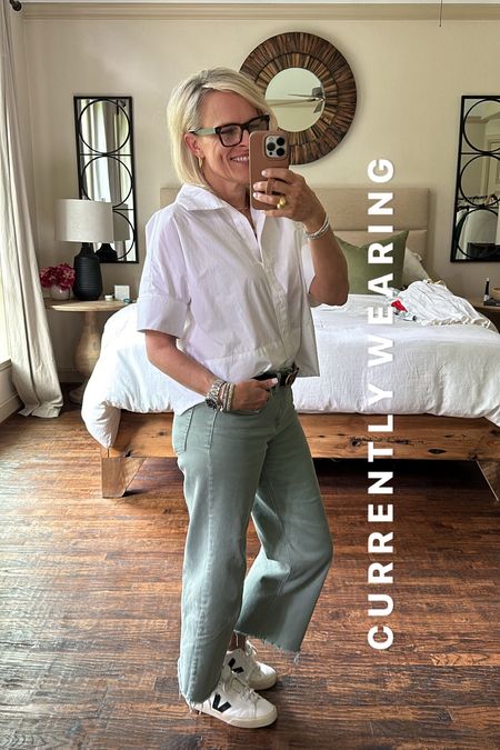 These jeans are so stretchy, so comfortable! And one of my favorite wver crisp white shirts. This one is a little boxy and preppy from Julia Amory

Jeans fit true to size and are under $100. I’m wearing a size 27. I’m 5’6” talll

Top - wearing size small

#LTKfamily #LTKover40 #LTKstyletip