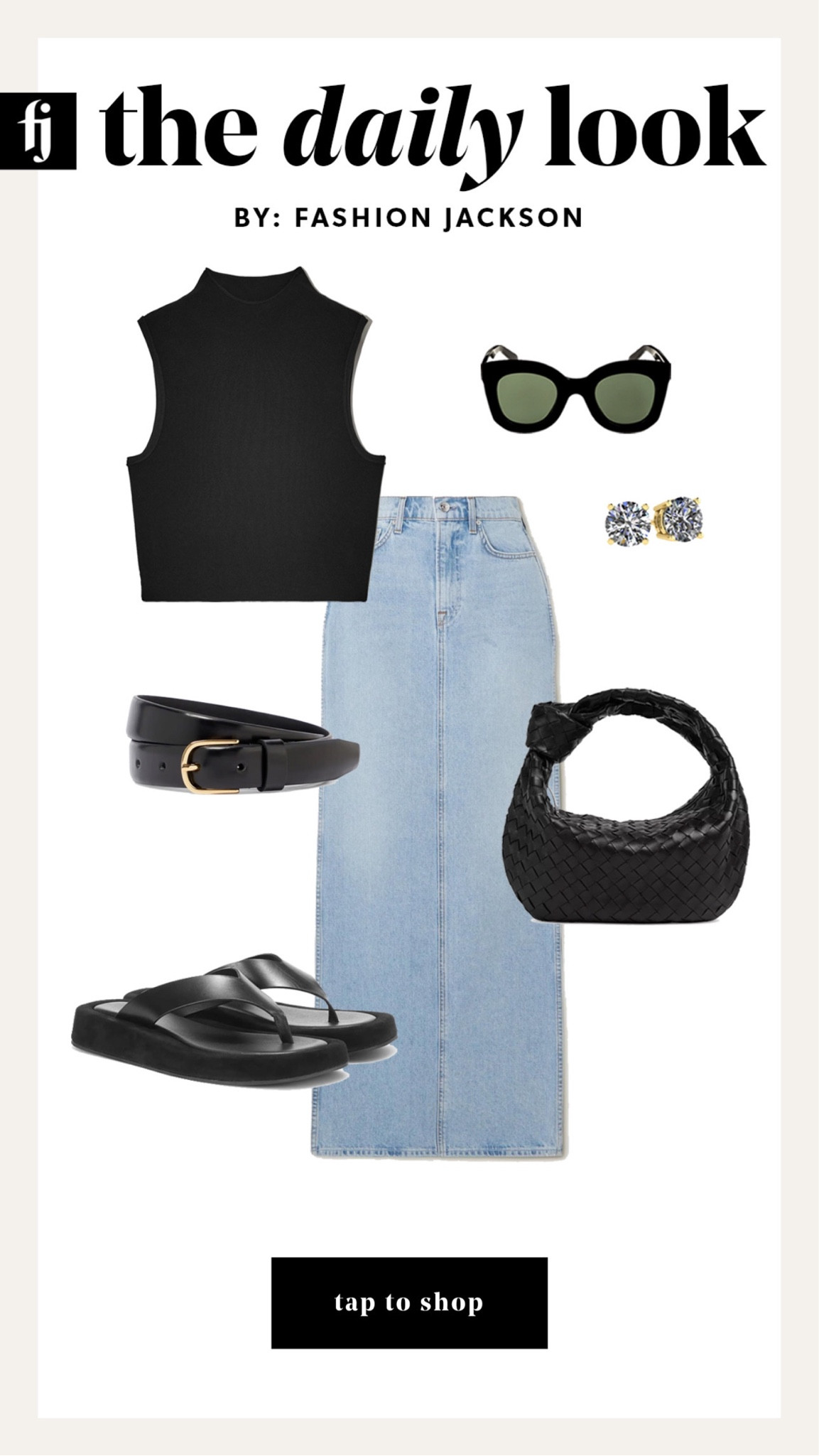 Denim maxi skirt, sandals x bottega bag, summer outfit, black belt, #outfitinspo #denimskirt 

#LTKstyletip #LTKshoecrush #LTKunder100