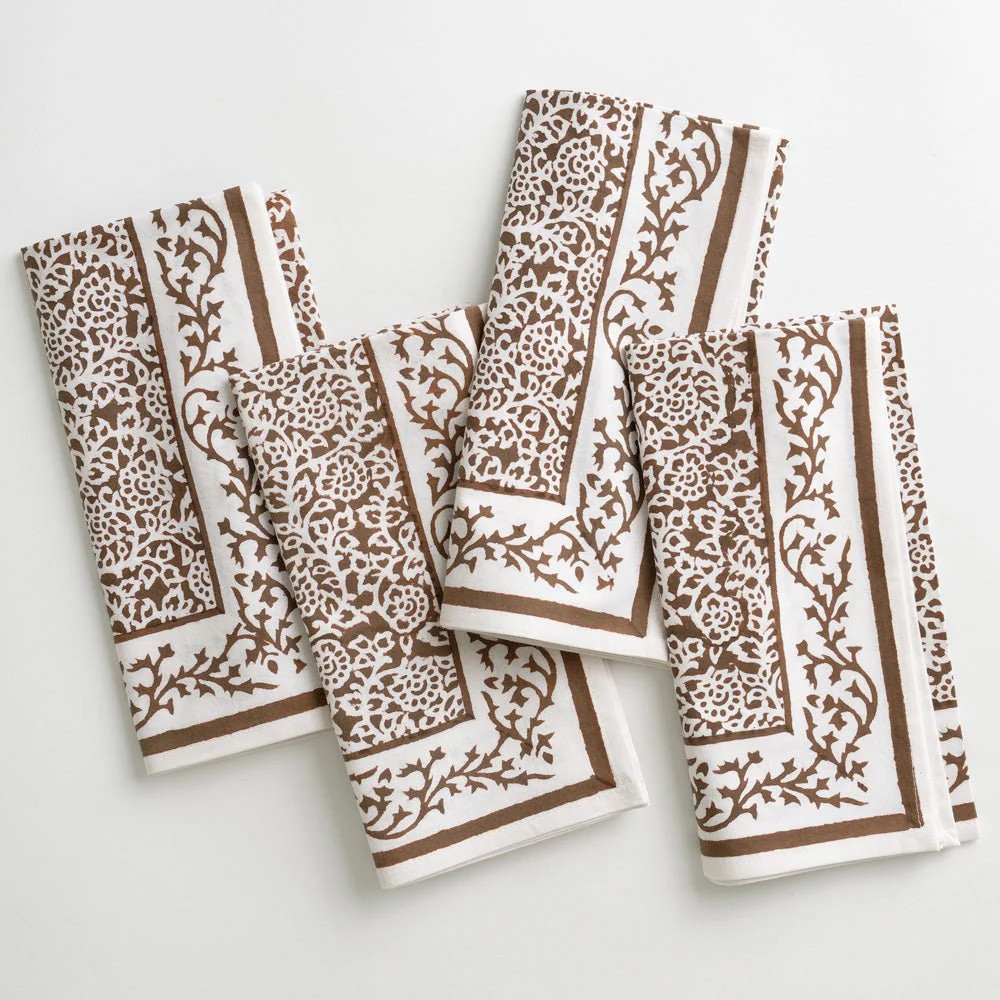 Tapestry Dark Chocolate Napkin | Set of 4 | Pomegranate