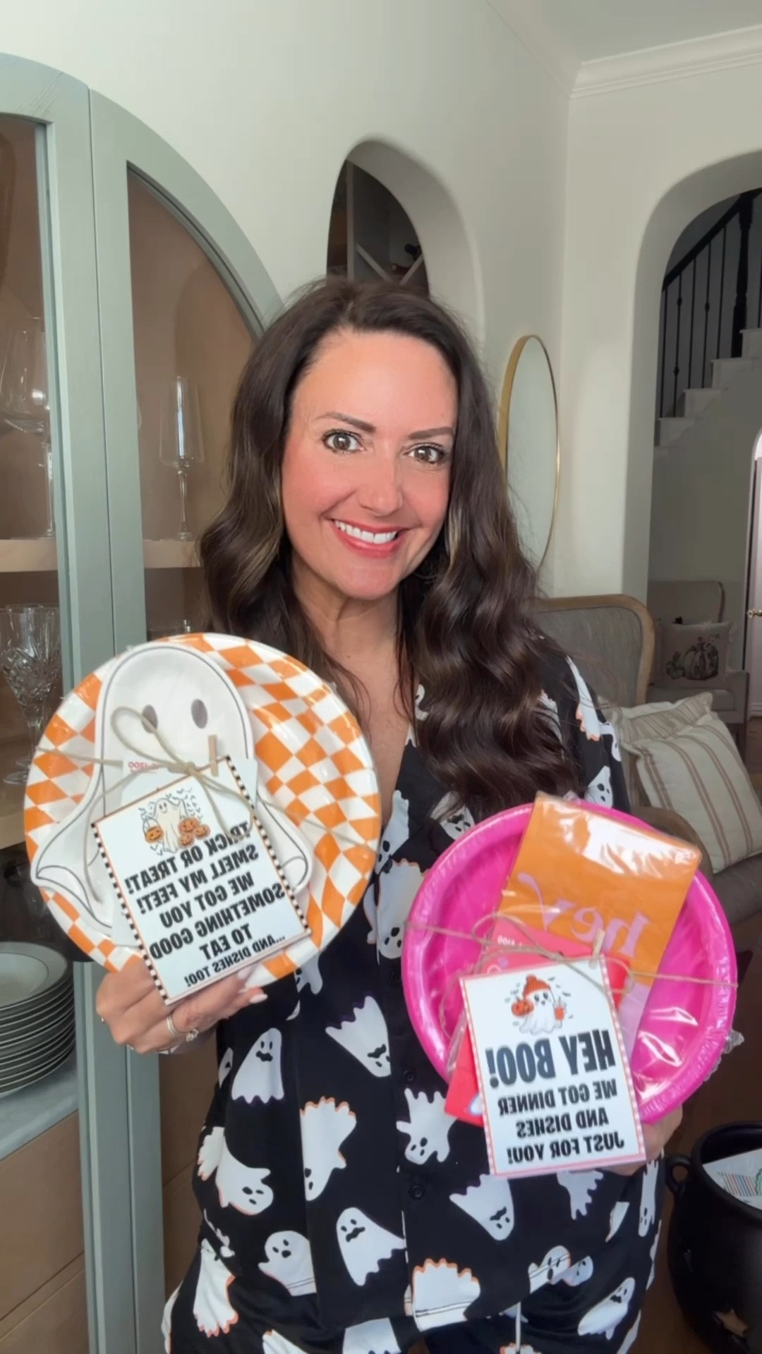 Cute plates and napkins for this easy gift idea! Find the free printable tags at crispcollective.org.
.


#LTKSeasonal #LTKFamily #LTKHalloween