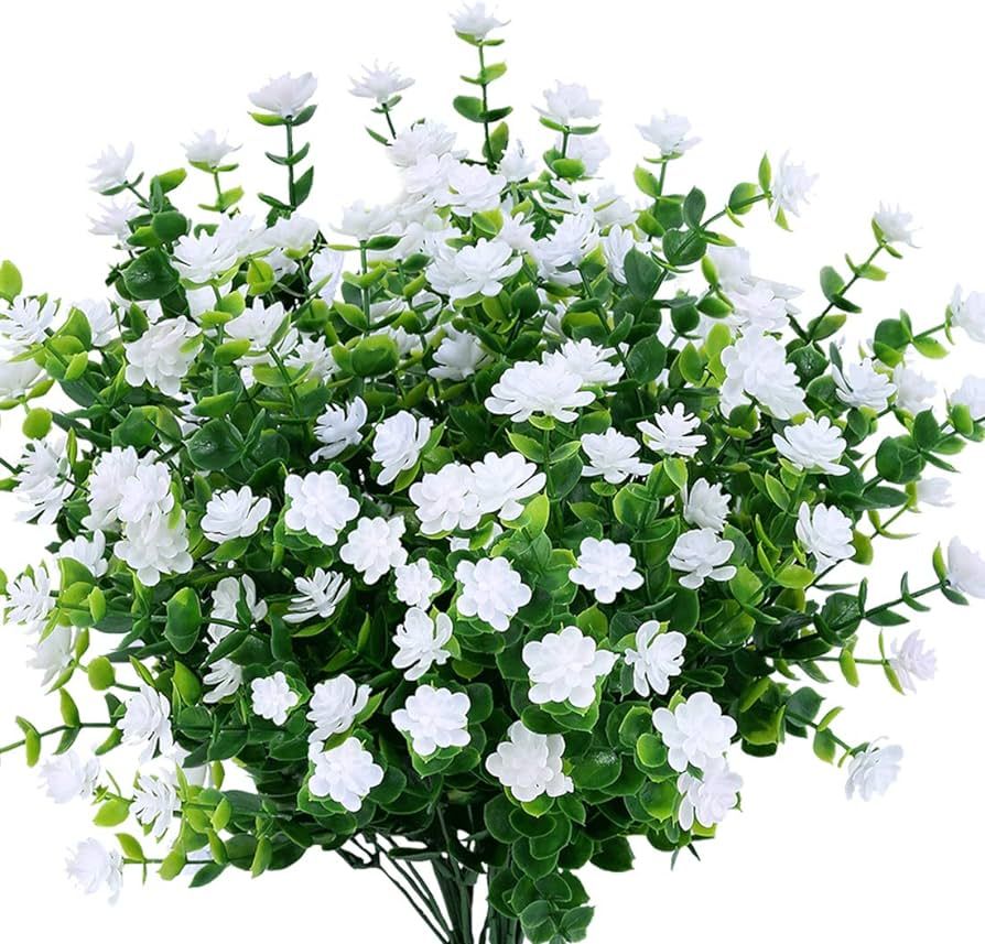 6PCS Artificial Eucalyptus Flowers, Fake Artificial Greenery UV Resistant No Fade Faux Plastic Pl... | Amazon (US)