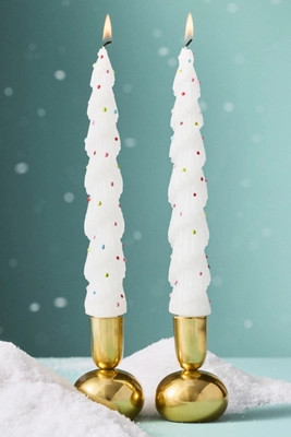 Festive Tree Taper Candles, Set of 2 | Anthropologie (US)