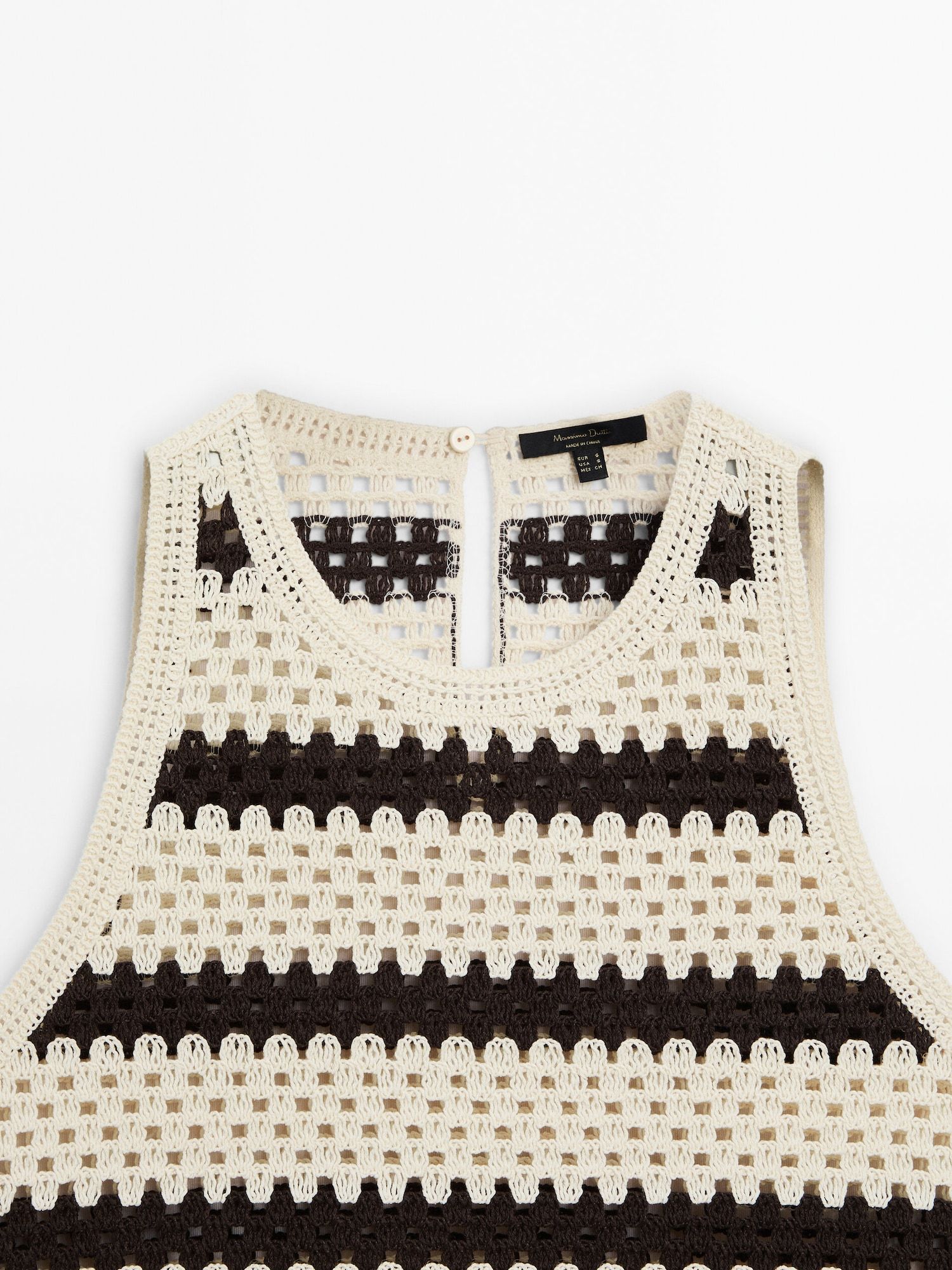 Striped crochet halter top | Massimo Dutti UK