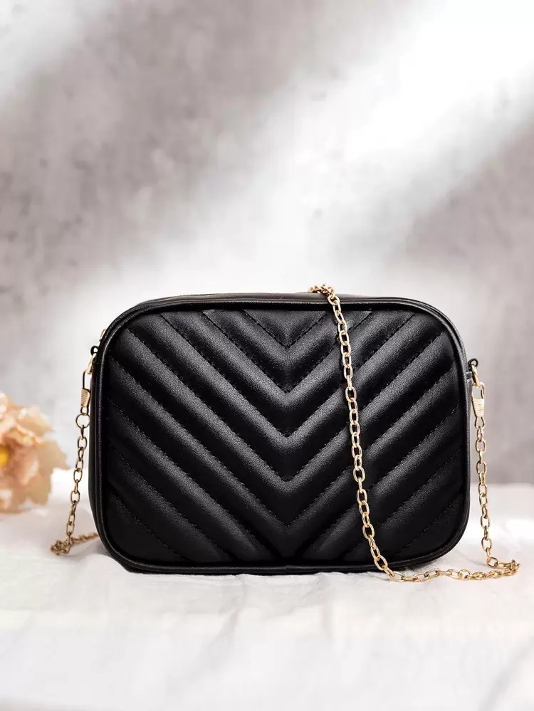Chevron Chain Crossbody Bag | SHEIN