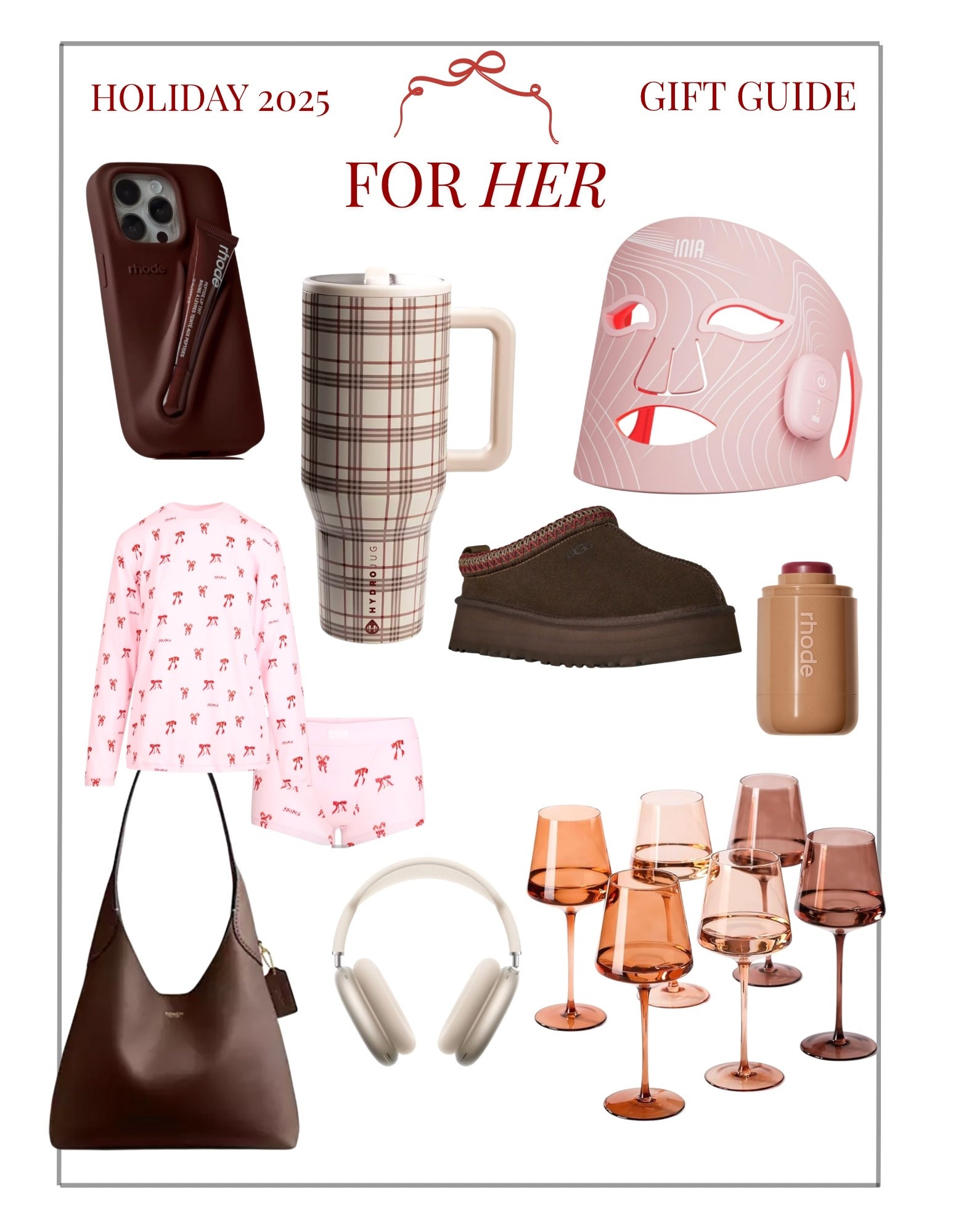 The ultimate gifts for that girl in your life or if you need some Christmas gift ideas for yourself ! Includes self care like red therapy masks, aesthetic wine glasses, viral rhode products and the iconic Coach Brooklyn bag 

#LTKGiftGuide #LTKHoliday #LTKCyberWeek