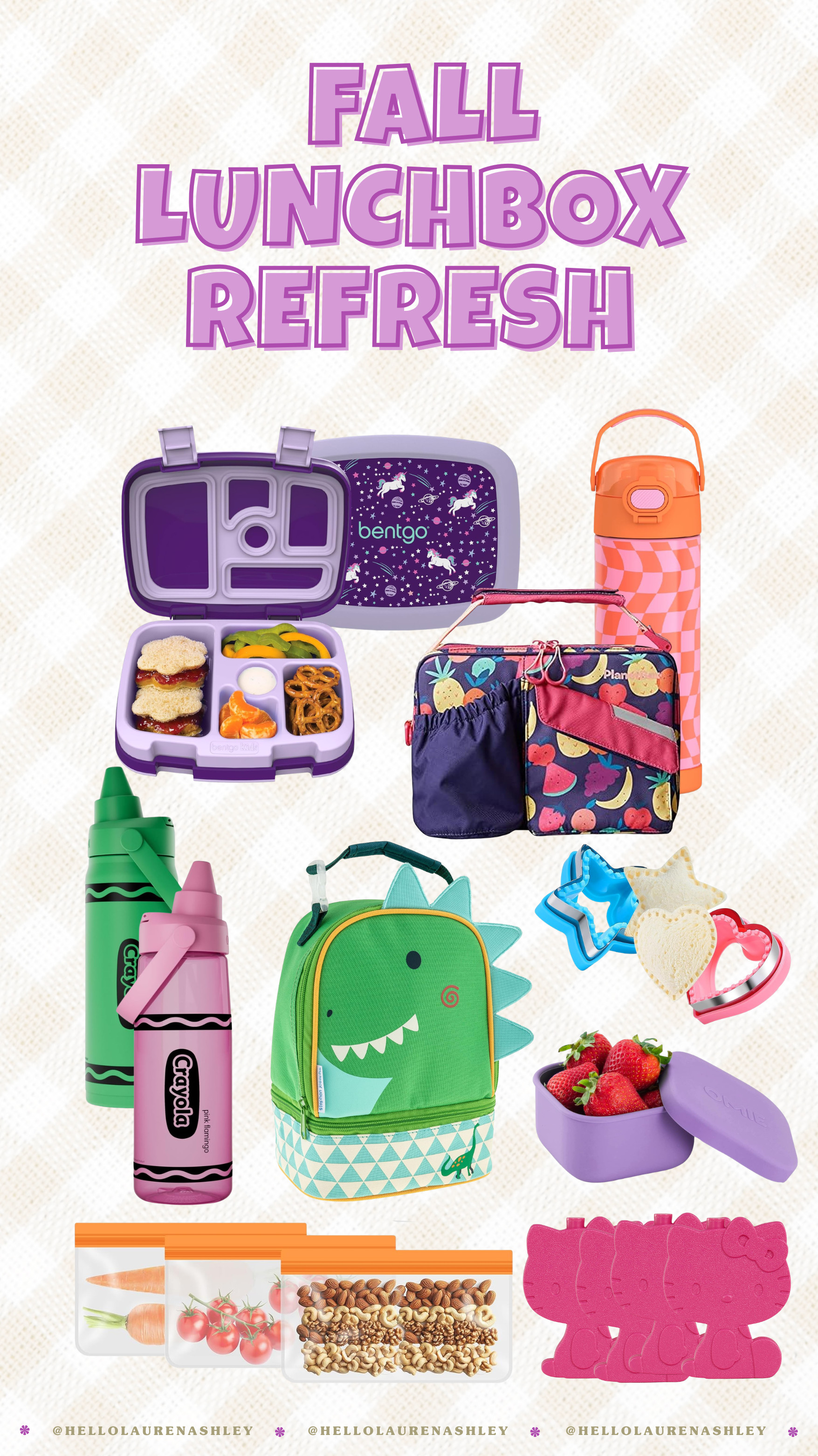 Fall lunchbox refresh 🍎 loving these bento lunch boxes, dino lunch bag, crayon shaped water bottles, sandwich cutters, and reusable snack bags for the new school year. Everything you need for a fun lunchbox refresh! #
backtoschool #lunchboxideas 

 #LTKmomlife #LTKSeasonal #LTKKids
