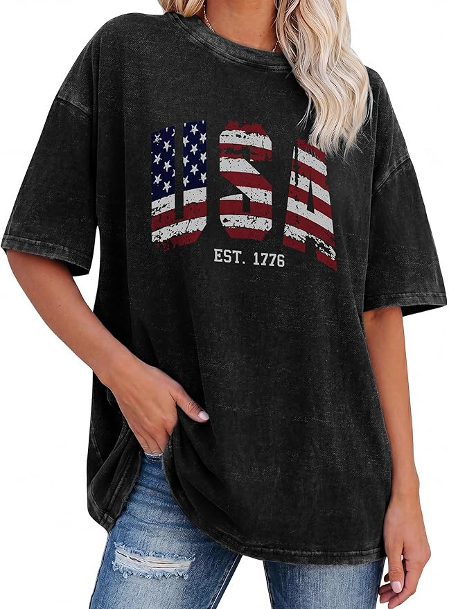 4th of July Shirts Women Patriotic 250th Anniversary USA T-Shirts American Flag Vintage Graphic T... | Amazon (US)