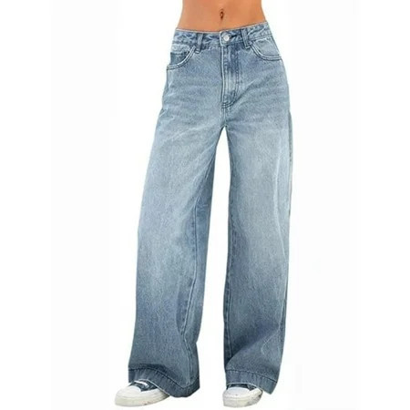 EMMIOL Women's Vintage Y2K Wide Leg Jeans 90s Baggy Boyfriend Style Denim Pants,Low Rise Loose Fit Jeans | Walmart (US)