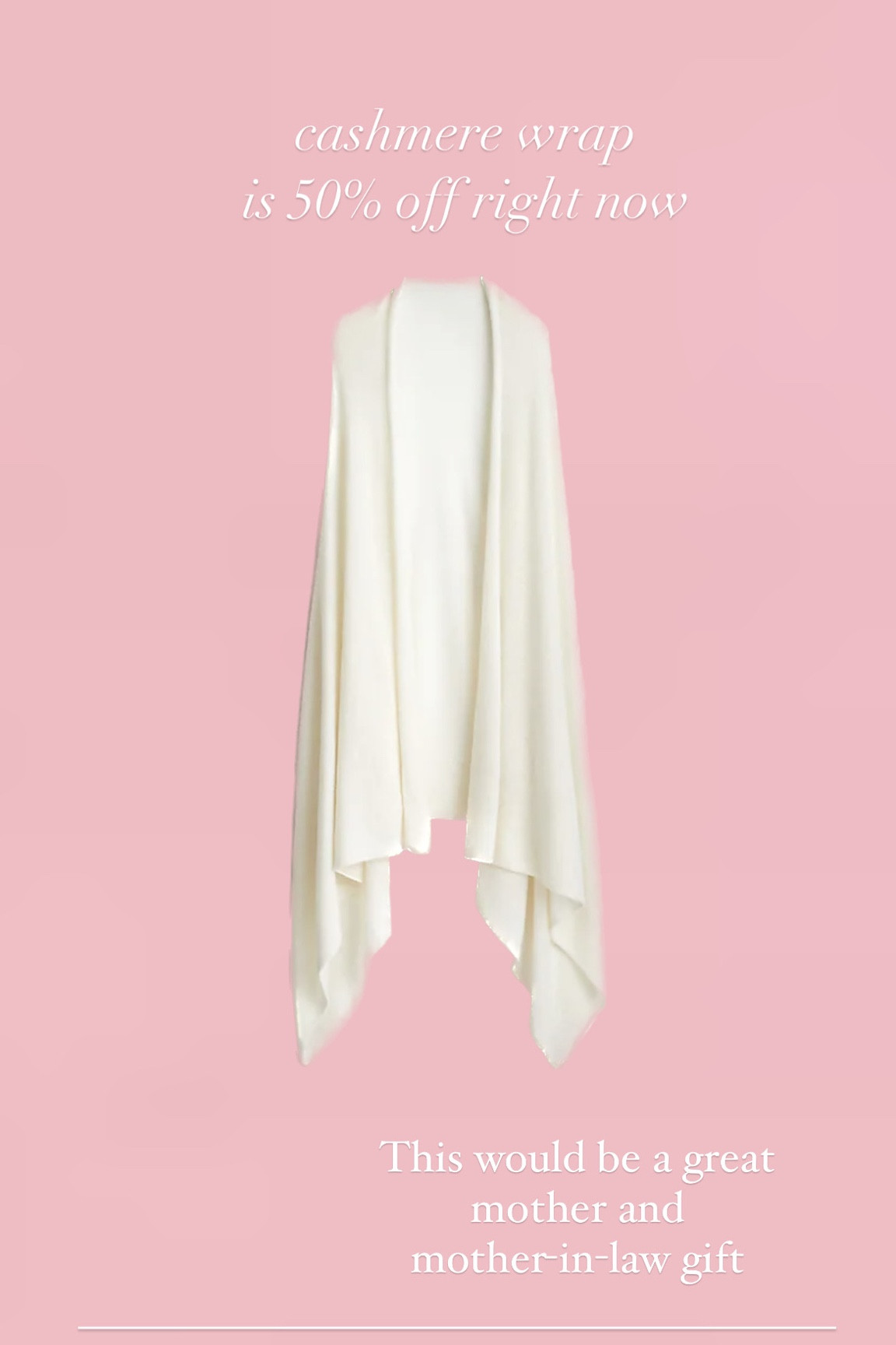 Gift idea for mother or mother-in-law is this cashmere wrap 50% off right now #cashmere #giftsforher 

#LTKGiftGuide #LTKHoliday #LTKSaleAlert