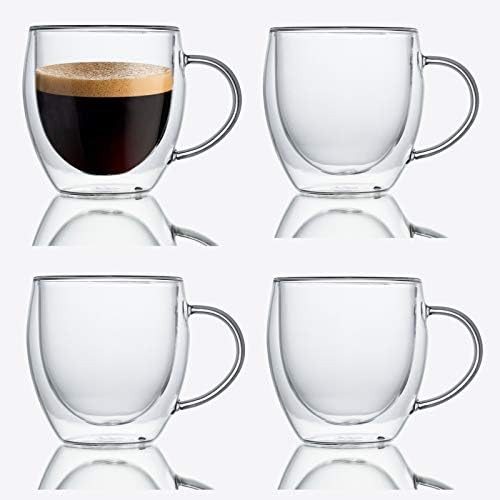 Zoneyila Glass coffee mugs - 8 Ounce / 250ml Double Wall Insulated Glass Coffee Tea Cup Set with ... | Amazon (US)