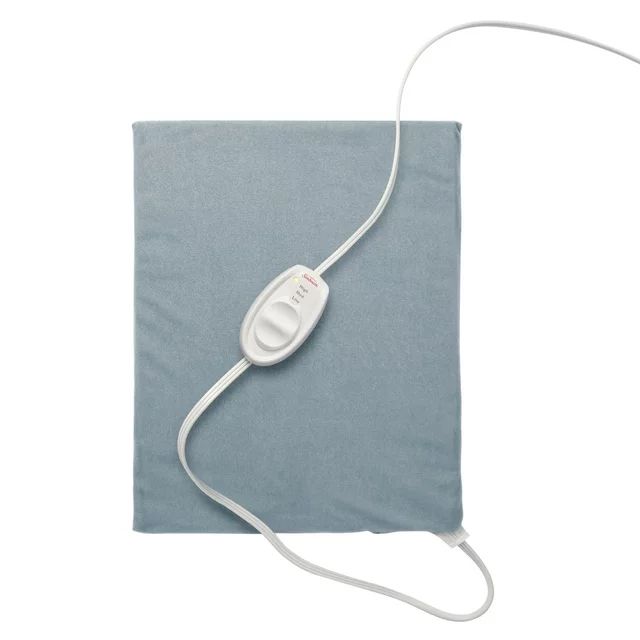 Sunbeam Heating Pad with Controller and 3 Heat Settings, 12" x 15" Blue Frost | Walmart (US)