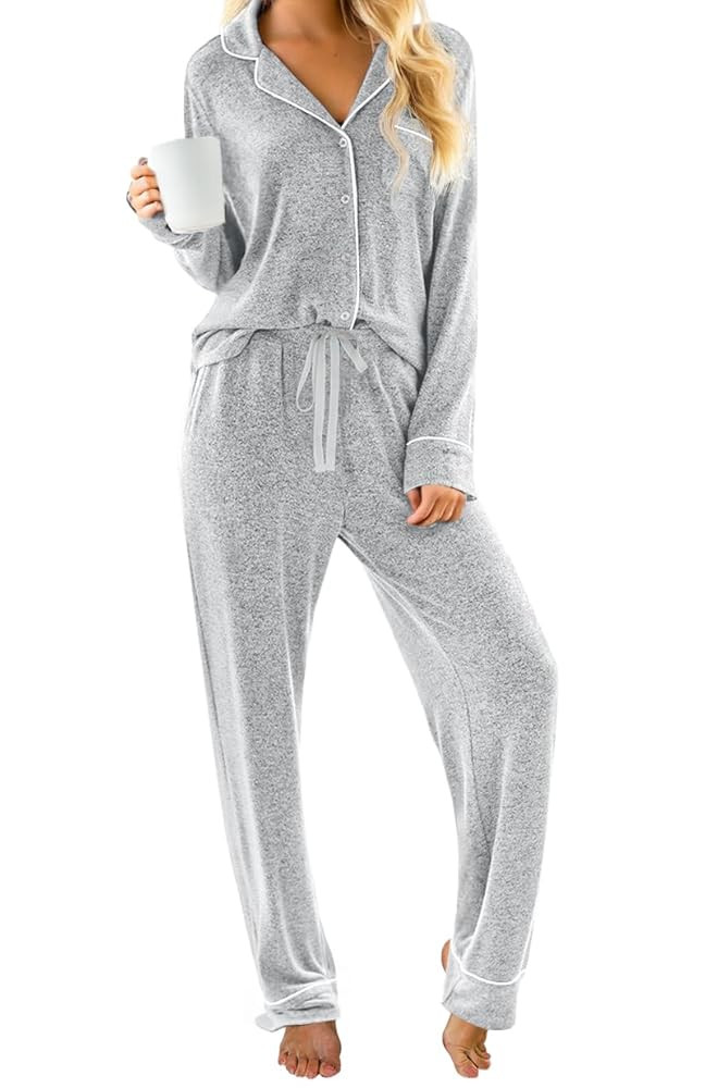 PrinStory Womens Pajama Sets Long Sleeve Pajamas Set Button Down Pjs Sets for Women 2 Piece Loung... | Amazon (US)