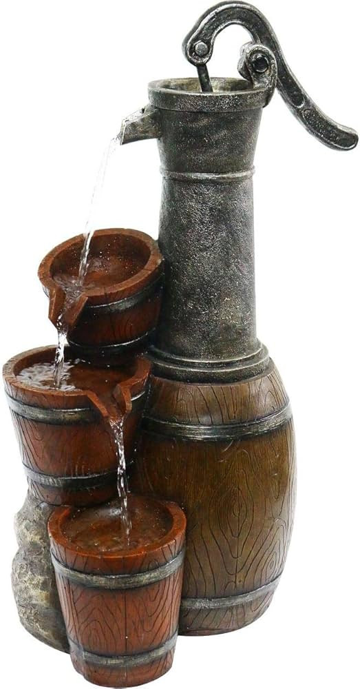 Alpine Corporation ZEN403S Indoor/Outdoor Floor Vintage Farmhouse Barrel Fountain, Rustic Waterfa... | Amazon (US)