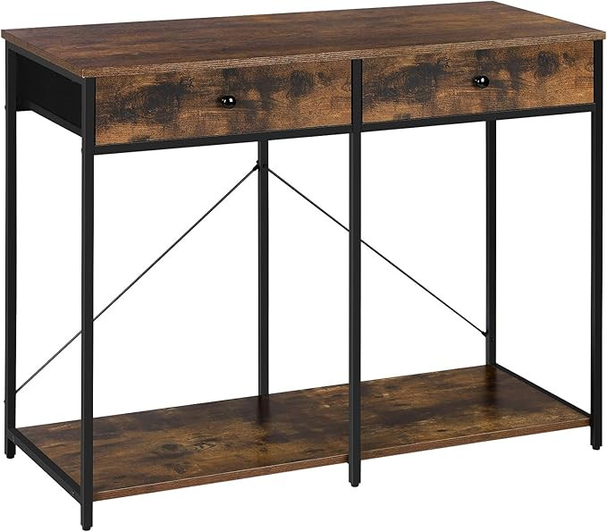 SONGMICS Console Table, Sofa Side Table with 2 Drawers, Metal Frame, for Entryway, Living Room, R... | Amazon (US)