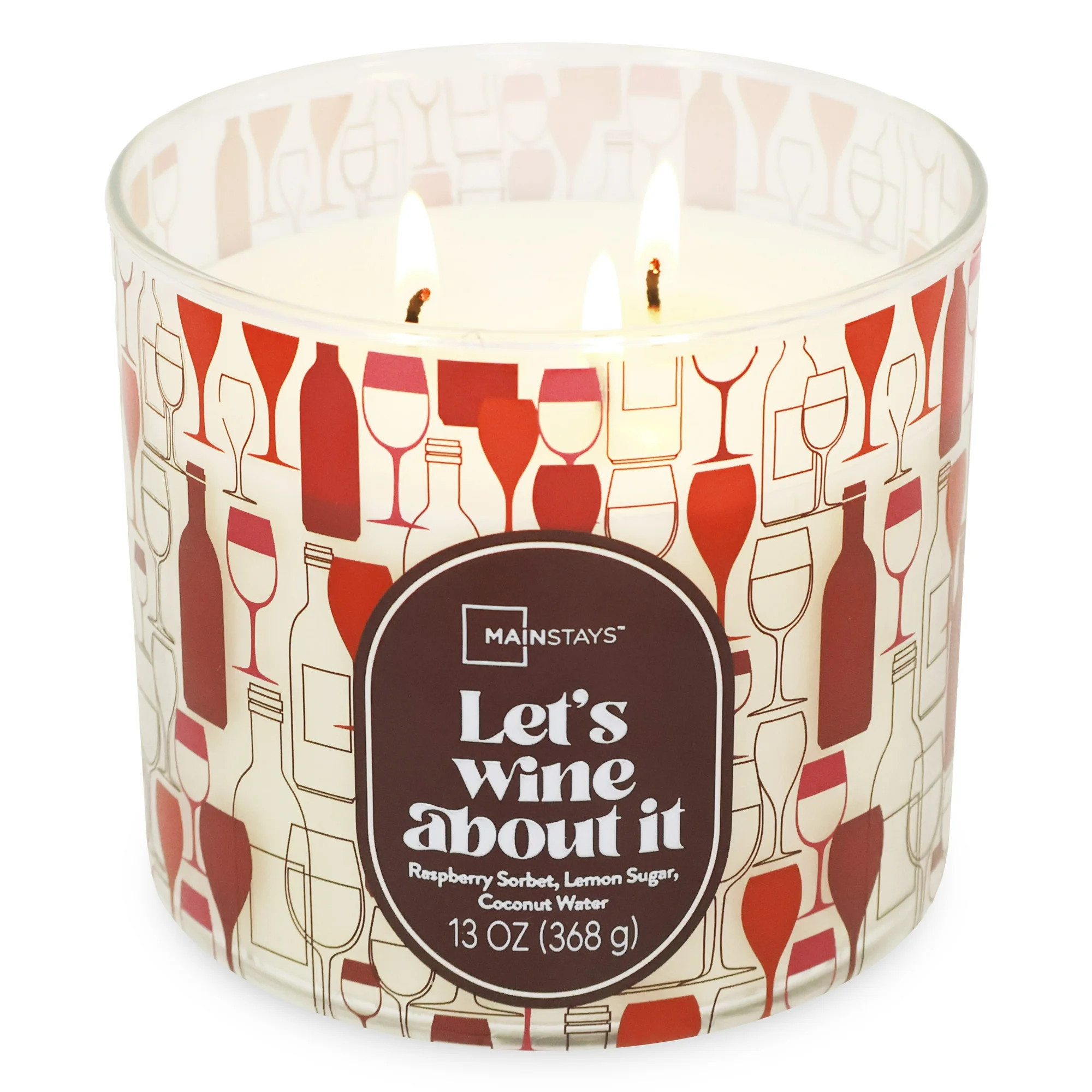 Mainstays 3-Wick Valentine's Candle 'Lets Wine About It' Wrap - Raspberry Sorbet, Lemon Sugar, Co... | Walmart (US)