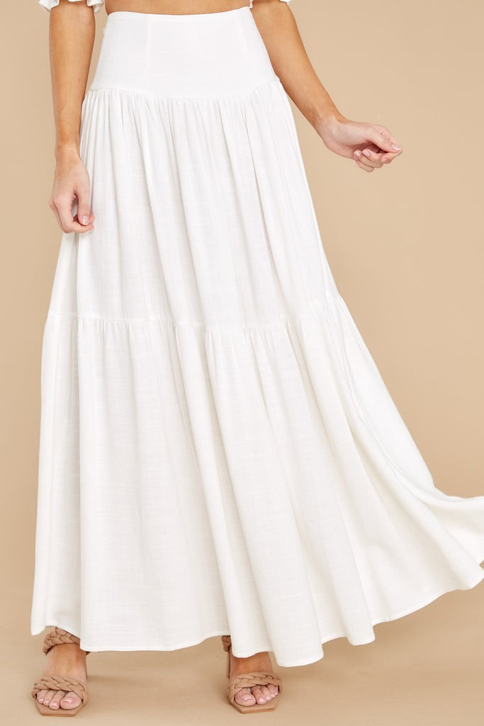 Celestine White Pin Tuck Maxi Skirt | Red Dress 