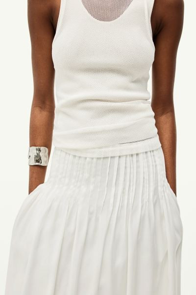 Pintuck Skirt - White - Ladies | H&M US | H&M (US + CA)
