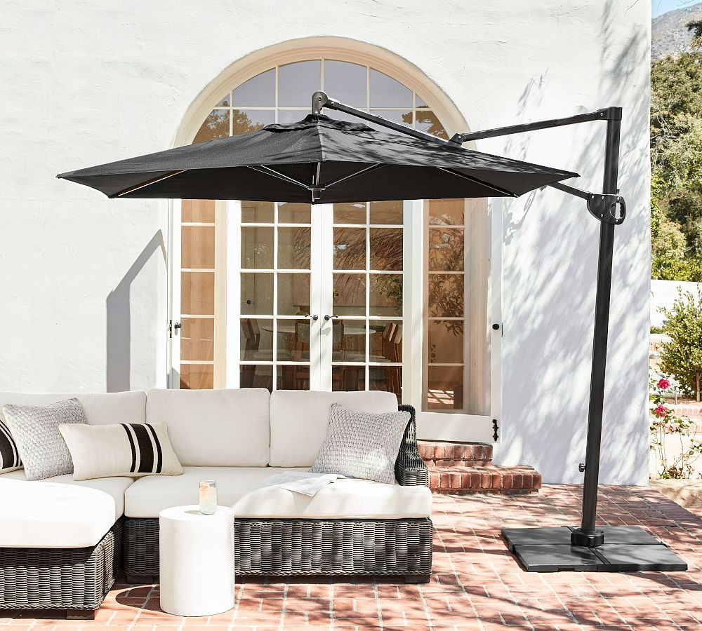 10' Round Cantilever Outdoor Patio Umbrella - Rustproof Aluminum Frame with Base | Pottery Barn (US)