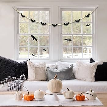 CESOF Halloween Garland Mantel Decor, Hanging Felt Bat Garland Adjustable | Amazon (US)