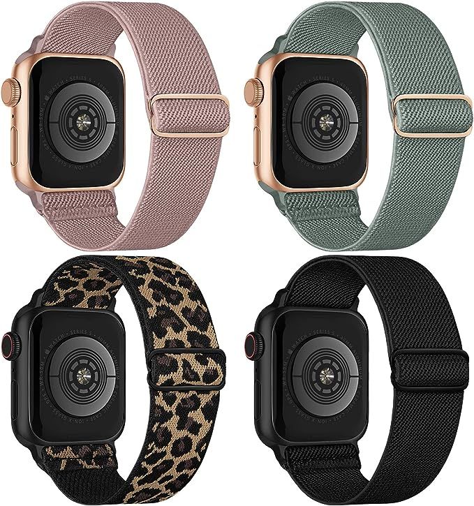 Stretchy Nylon Solo Loop Bands Compatible with Apple Watch 38mm 40mm 41mm, Adjustable Braided Spo... | Amazon (US)