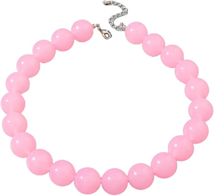 Colorful Chunky Beaded Necklace for Women Acrylic Bead Choker Necklaces Fashion Large Round Beads... | Amazon (US)