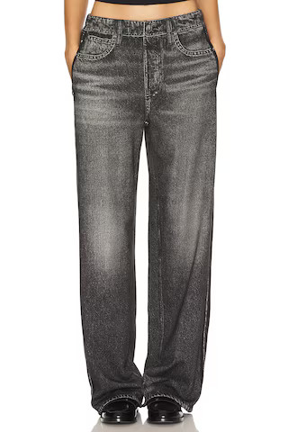 Rag & Bone Miramar Wide Leg Track Jeans in Washed Black from Revolve.com | Revolve Clothing (Global)