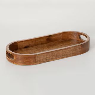 SULLIVANS 18 in. Oval Wooden Serving Tray N3015 - The Home Depot | The Home Depot