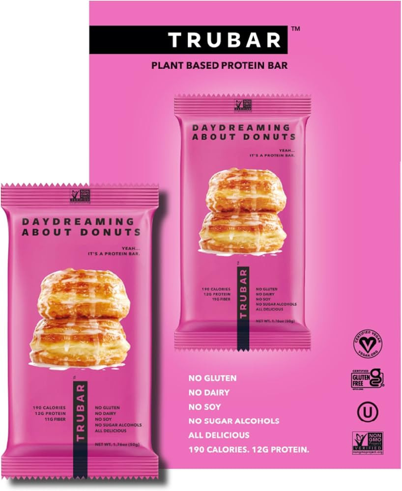 TRUBAR Vegan Protein Bar, Daydreaming About Donuts, Gluten Free, Plant Based Protein, Dairy Free,... | Amazon (US)