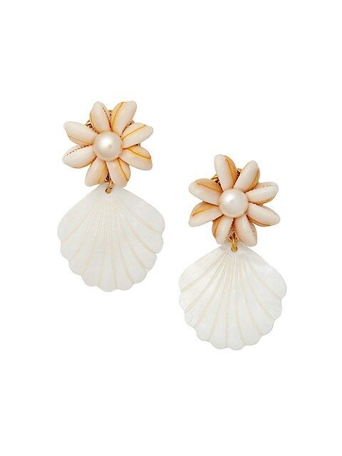 Royal Palm 24K Goldplated Cowrie Shell & Mother-Of-Pearl Earrings | Saks Fifth Avenue
