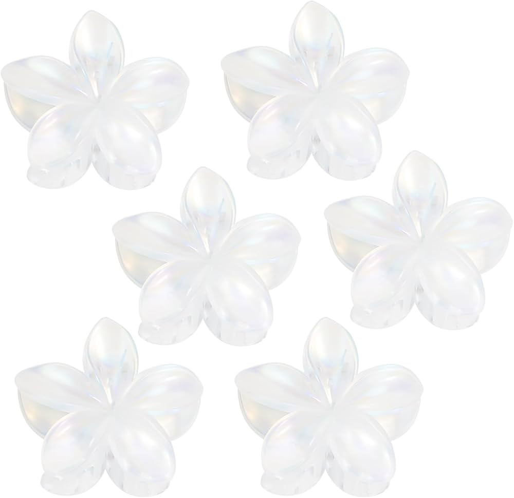 Mermaid Flower Hair Claw Clip for Women Girls 6 PCS Large Plumeria Flower Hair Clips for Thick Th... | Amazon (US)