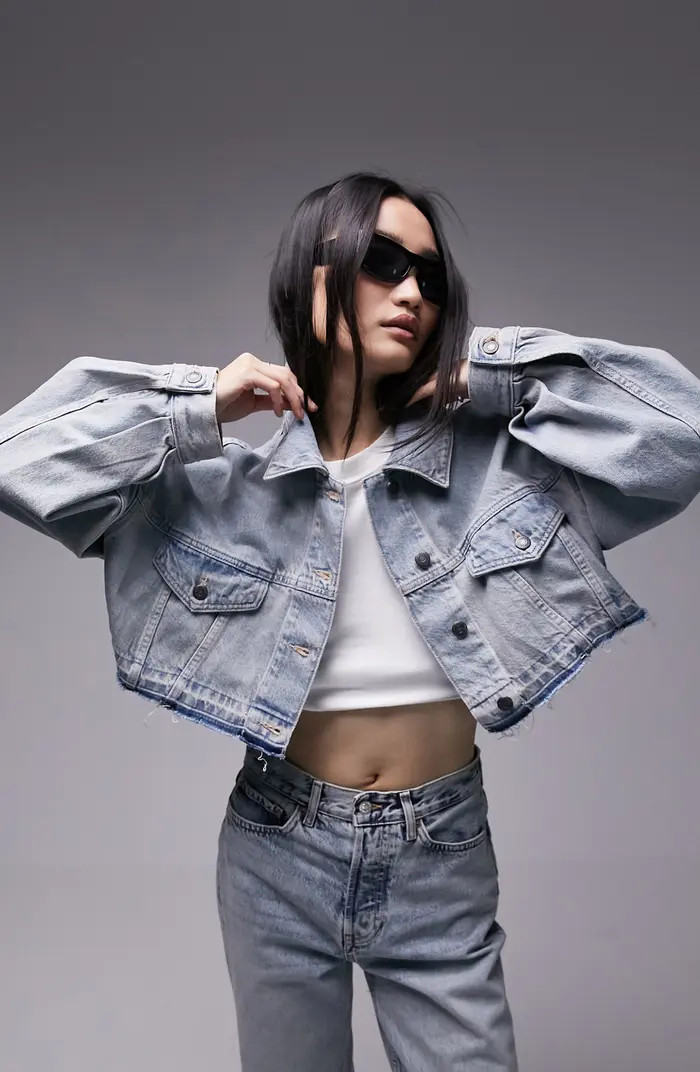 Balloon Sleeve Denim Trucker Jacket | Nordstrom