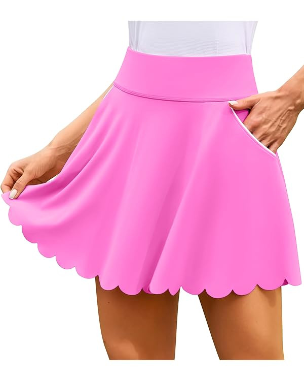 ATTRACO Tennis Skirts for Women with Shorts and Pockets Scalloped Athletic Golf Skorts | Amazon (US)