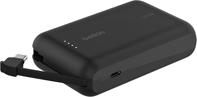 Belkin BoostCharge power bank 10000mAh, portable power bank with integrated cable PD 20W, fast ch... | Amazon (UK)