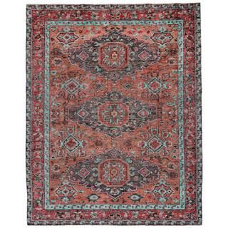 Weave & Wander Bashyr Rust/Turquoise/Red 6 ft. x 9 ft. Oriental Wool Area Rug R6452RSTAQUE50 - Th... | The Home Depot