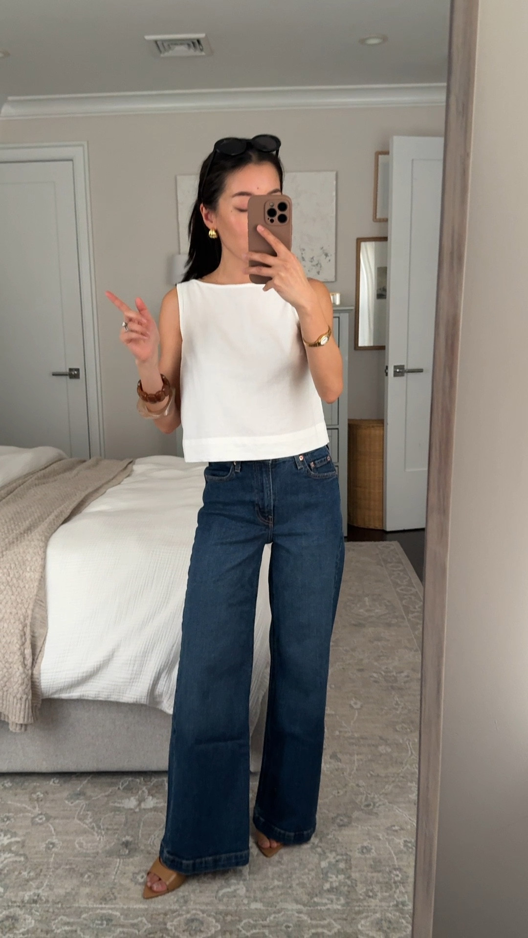 Gap 40% off sitewide! Wardrobe staples:

• XXs regular cropped shell comes in linen blend or cotton poplin. I also tried petite which is very short so only get that if you want it pretty cropped 

• Gap stride jeans in  24 petite full length (I wear with heel) 

If you are petite and don’t like heels , I also get 24 *regular* in the ankle length Stride jeans and wear those with flats or sneakers!

• sandal heels sz 5, love these very sleek

Petite friendly wide leg jeans, easy mom outfit, transitional spring outfit 

#LTKSpringSale #LTKPetite #LTKootd