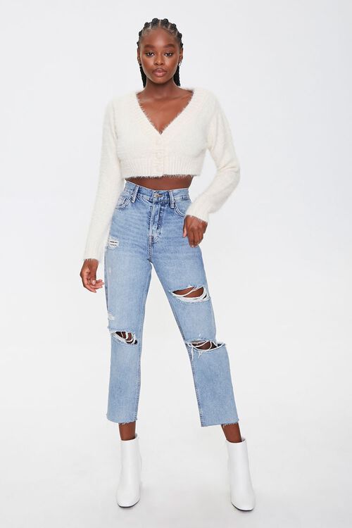 Fuzzy Cropped Cardigan Sweater | Forever 21 (US)
