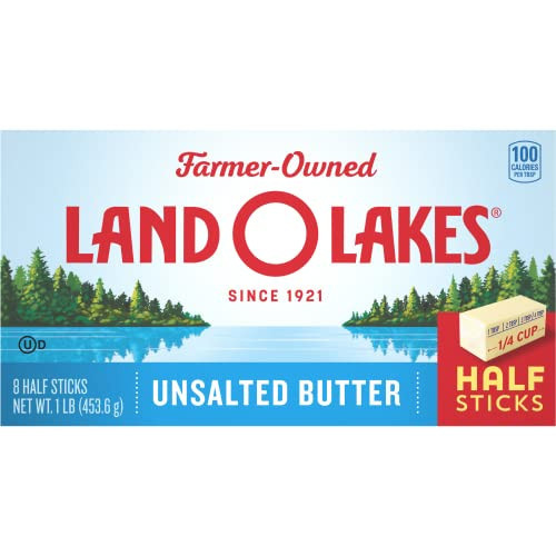 Land O Lakes Unsalted Butter in Half Sticks, Made with Sweet Cream, 8 half sticks, 1 lb pack | Amazon (US)